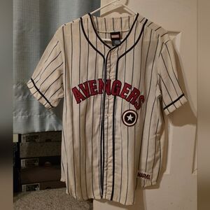 Marvel Avengers Steve Rogers #41 Mens Striped Jersey White Large